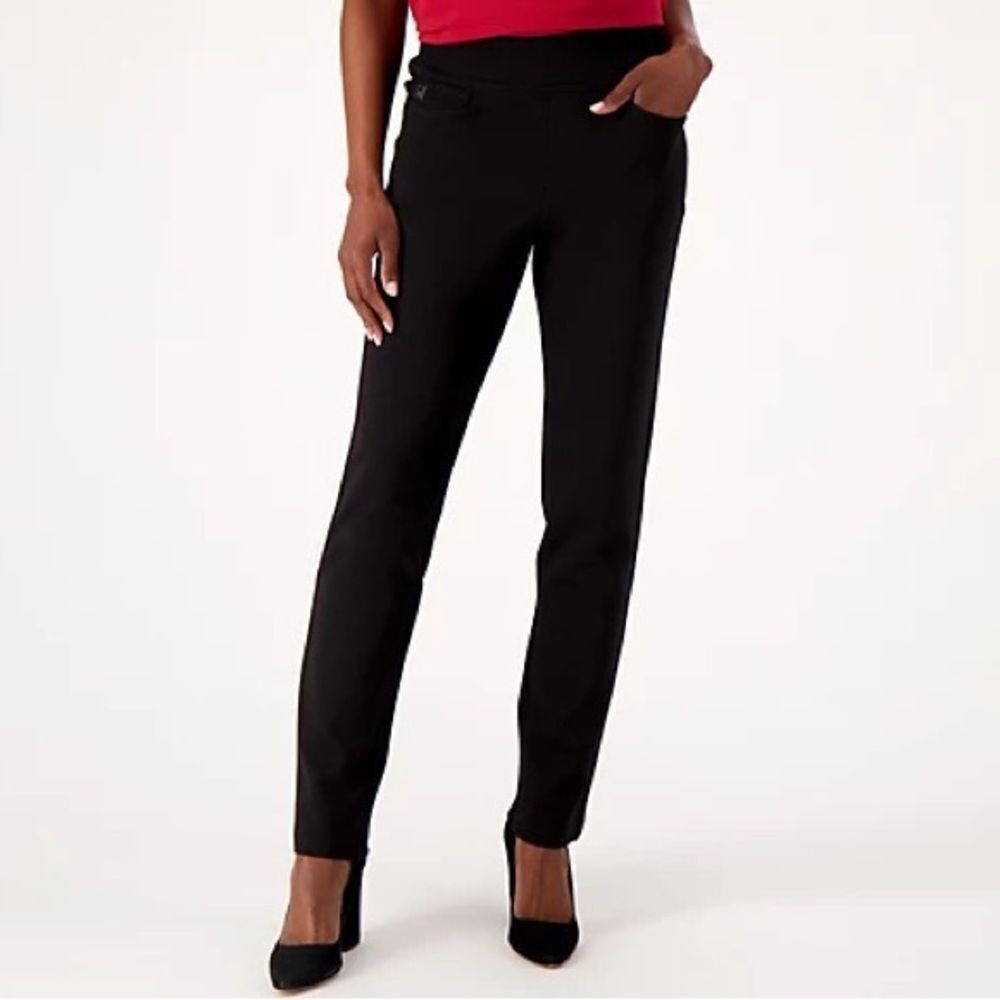 Belle by Kim Gravel Ponte Slim Straight Leg Pants